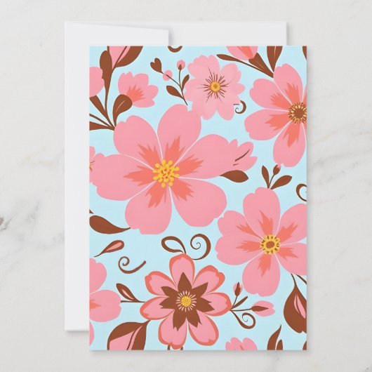 Roze Bloemstemming – Pastel Vibes-Retro bloemen Kaart (Achterkant)