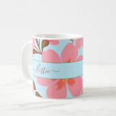 Roze Bloemstemming – Pastel Vibes-Retro bloemen Koffiemok (Voorkant links)