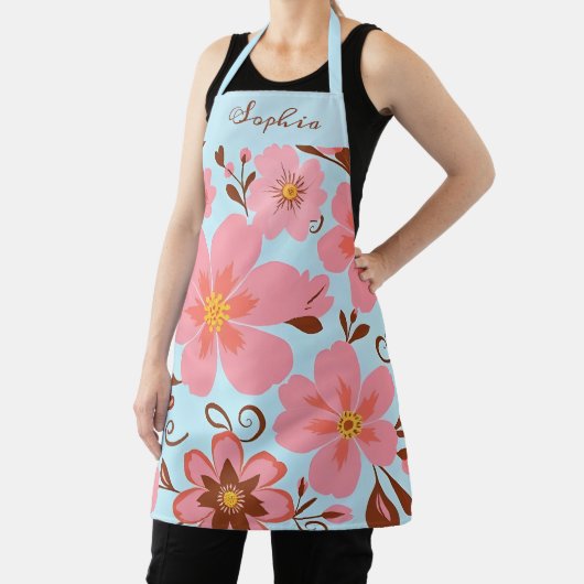 Roze Bloemstemming – Pastel Vibes-Retro bloemen Schort (Insitu)