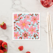 Roze Bloemstemming – Pastel Vibes-Retro bloemen Servet (Insitu)