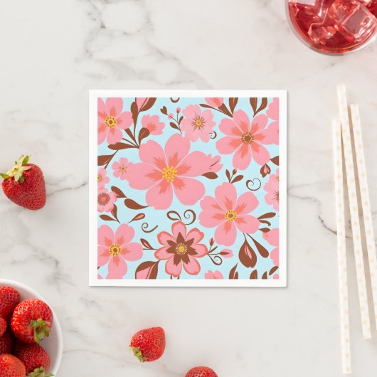 Roze Bloemstemming – Pastel Vibes-Retro bloemen Servet (Insitu)
