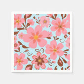 Roze Bloemstemming – Pastel Vibes-Retro bloemen Servet (Voorkant)