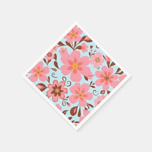 Roze Bloemstemming – Pastel Vibes-Retro bloemen Servet (Hoek)