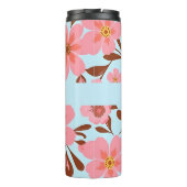 Roze Bloemstemming – Pastel Vibes-Retro bloemen Thermosbeker (Achterkant)