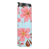 Roze Bloemstemming – Pastel Vibes-Retro bloemen Thermosbeker (Geroteerd rechts)