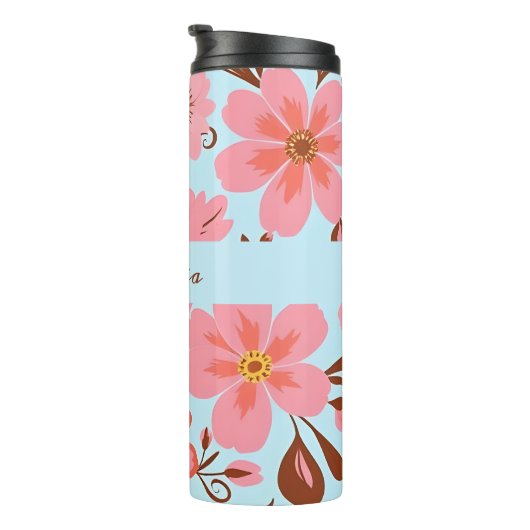 Roze Bloemstemming – Pastel Vibes-Retro bloemen Thermosbeker (Geroteerd rechts)