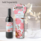 Roze Bloemstemming – Pastel Vibes-Retro bloemen Wijn Etiket