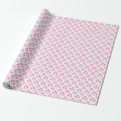 Roze bloemstengel cadeaupapier (Uitgerold)