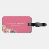 Roze Bloemstethoscoop Hartverpleegkundige Bagagelabel (Achterkant horizontaal)