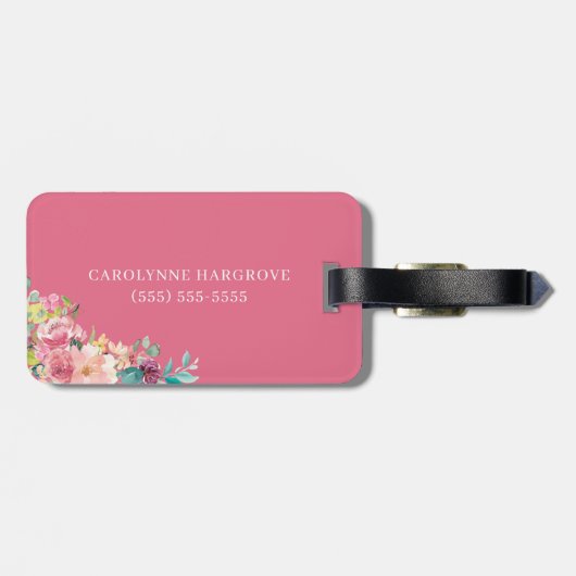 Roze Bloemstethoscoop Hartverpleegkundige Bagagelabel (Achterkant horizontaal)
