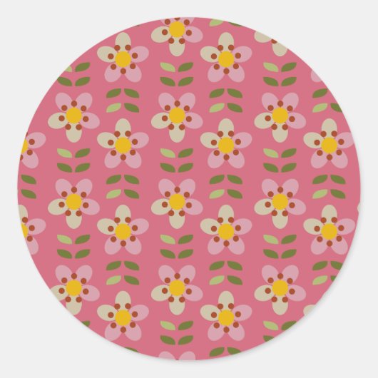 Roze bloemsticker - Bloom & Stick Ronde Sticker (Voorkant)