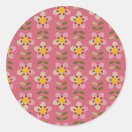 Roze Bloemsticker - Bloom & Stick Ronde Sticker