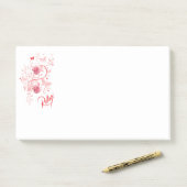 Roze bloemstickers om te ontspannen post-it® notes (Op bureau)