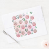 Roze bloemstokken vierkante sticker (Envelop)