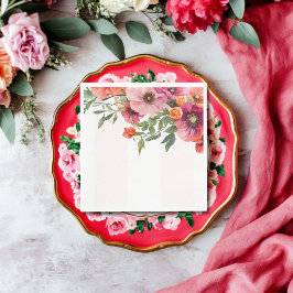 Roze bloemstreep Lunch Servet