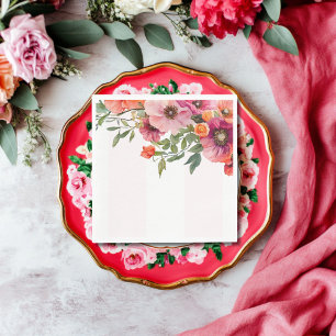 Roze bloemstreep Lunch Servet