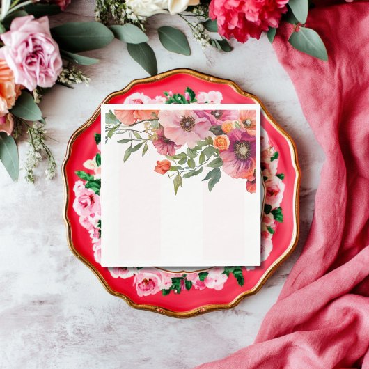 Roze bloemstreep Lunch Servet