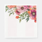 Roze bloemstreep Lunch Servet (Voorkant)