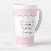 Roze Bloemstrepen Gepersonaliseerde Moederdag Latte Mok (Rechterhoek)