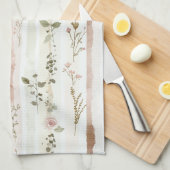 Roze Bloemstrepen Theedoek (Quarter Fold)