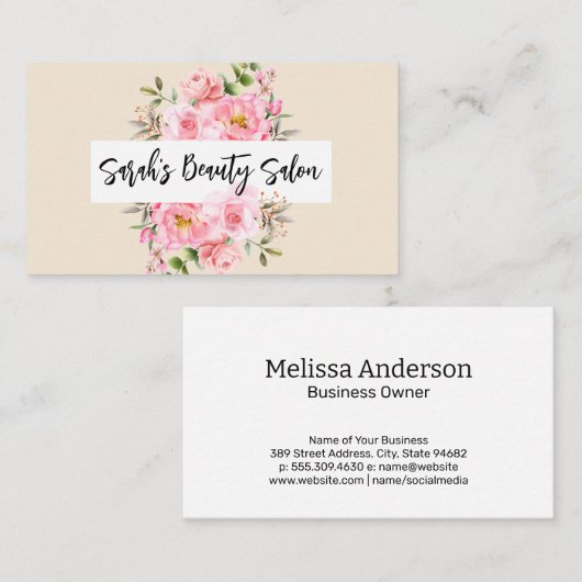 Roze Bloemstuk Achtergrond Visitekaartje (Voorkant / Achterkant)