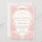 Roze Bloemstuk Baby Shower Kaart (Voorkant)