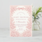 Roze Bloemstuk Baby Shower Kaart (Staand voorkant)