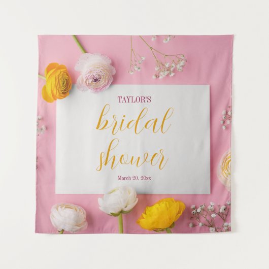 Roze Bloemstuk Bruidsdouche Wandkleed (Voorkant)