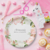 Roze bloemstuk bruidslunch papieren bordje (Feest)