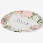 Roze bloemstuk bruidslunch papieren bordje (Gekanteld)