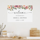 Roze bloemstuk bruiloft feest welkom bord poster (Keuken)