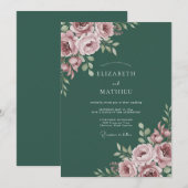 Roze Bloemstuk Bruiloft Kaart (Voorkant / Achterkant)