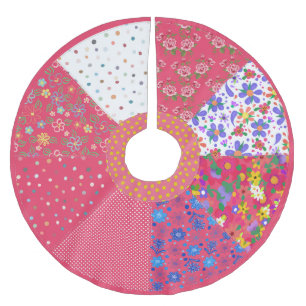 Roze bloemstuk calico Country Cottage-stijl Kerstboom Rok