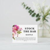 Roze bloemstuk de bar Bruidsbruiloft   Informatiekaartje (Staand voorkant)