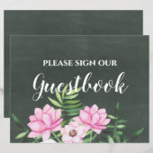 Roze Bloemstuk Krijtbord Aangepast Trouwbord Budge (Voorkant / Achterkant)