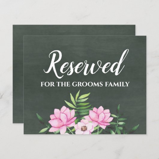 Roze Bloemstuk Krijtbord Aangepast Trouwbord Budge (Voorkant / Achterkant)