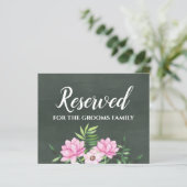 Roze Bloemstuk Krijtbord Aangepast Trouwbord Budge (Staand voorkant)