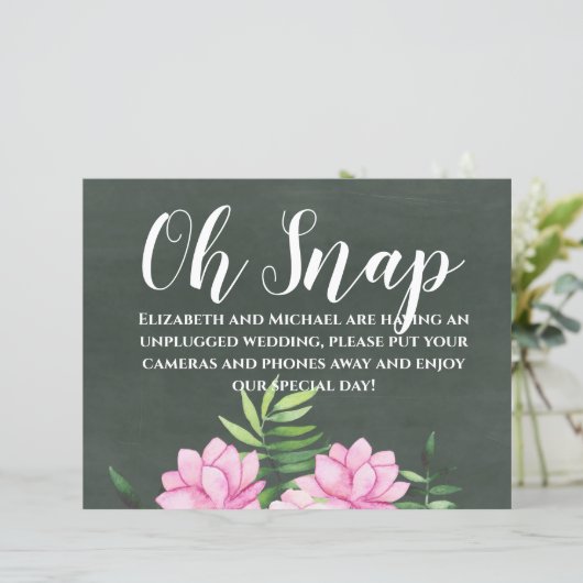 Roze Bloemstuk Krijtbord Aangepast Trouwbord Budge (Staand voorkant)