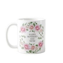 Roze bloemstuk met rozenkrans Gelukkige Moederdag