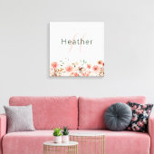 Roze bloemstuk op gespannen canvasprint canvas afdruk (Insitu (Woonkamer))