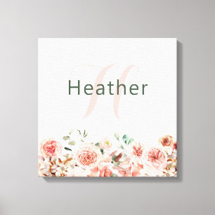 Roze bloemstuk op gespannen canvasprint canvas afdruk