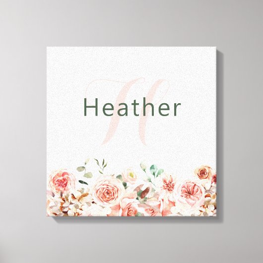 Roze bloemstuk op gespannen canvasprint canvas afdruk (Voorkant)