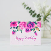 roze bloemstuk op maat briefkaart (Staand voorkant)