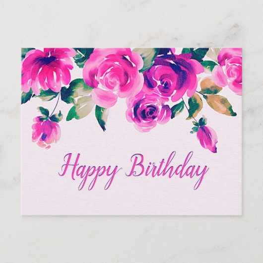 roze bloemstuk op maat briefkaart (Voorkant)