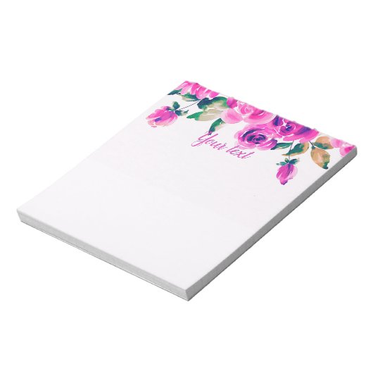 roze bloemstuk op maat notitieblok (Linkerzijde)