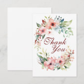 Roze Bloemstuk Platte Bedankkaart (Voorkant / Achterkant)