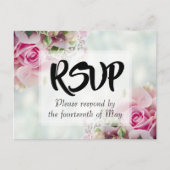 Roze Bloemstuk Roos Bruiloft RSVP Briefkaart (Voorkant)