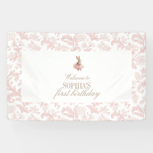 Roze bloemstuk Some Bunny Verjaardag  Spandoek