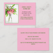 Roze bloemstuk visitekaartje (Voorkant / Achterkant)