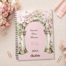 Roze bloemstukken inspirerende citaat notitieboek